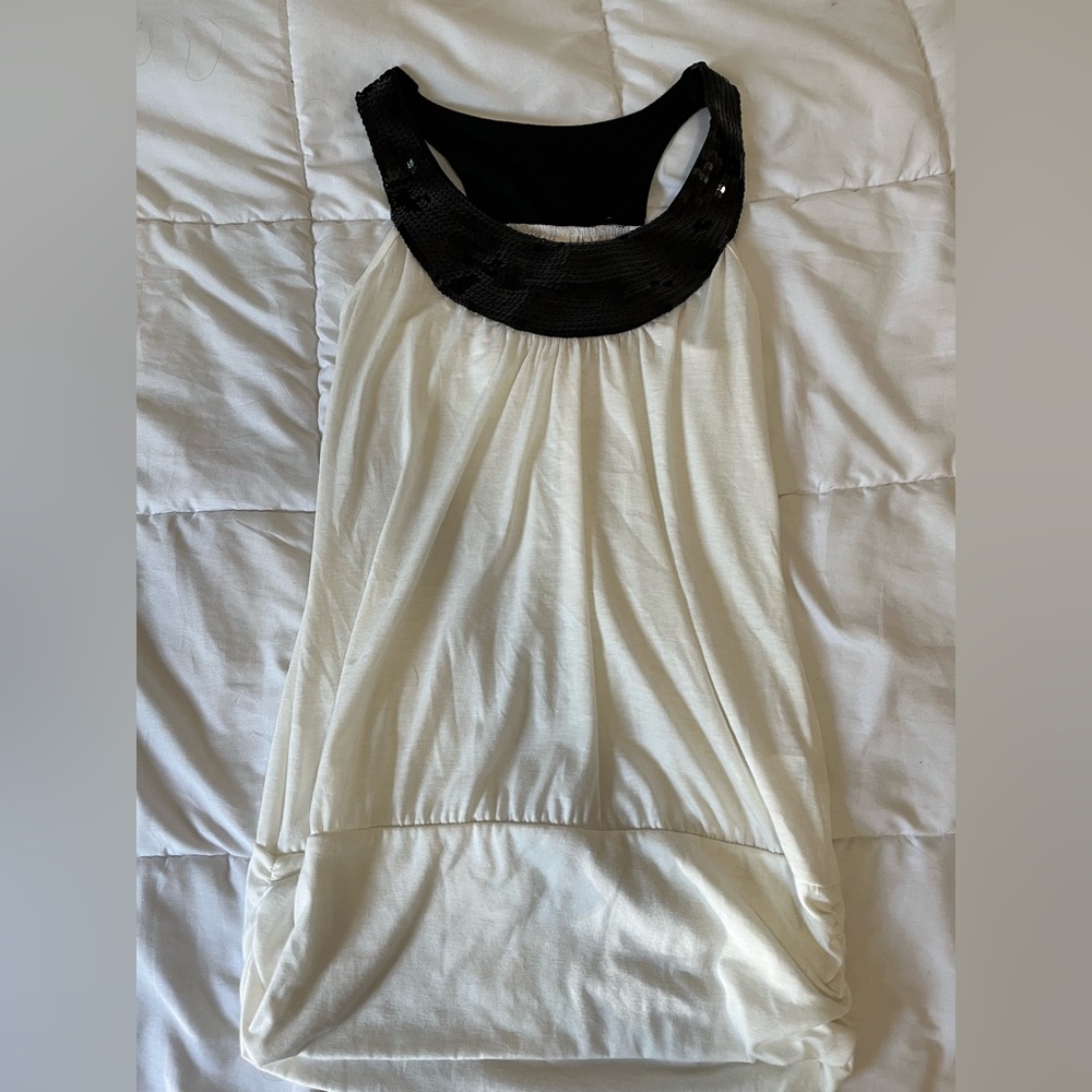 Y2K black and white sparkly tank top